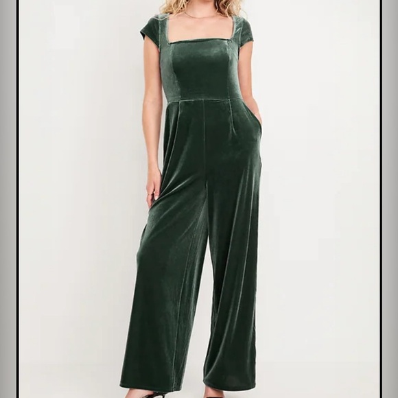 Old Navy Pants - Old Navy  Green Velvet Jumpsuit